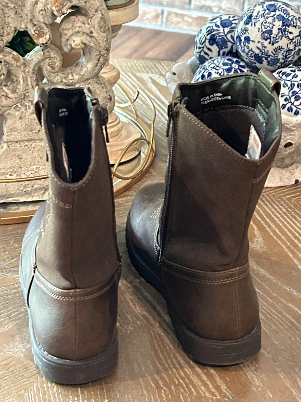 Gymboree Kids Brown Western Zip Cowboy Boots size 3